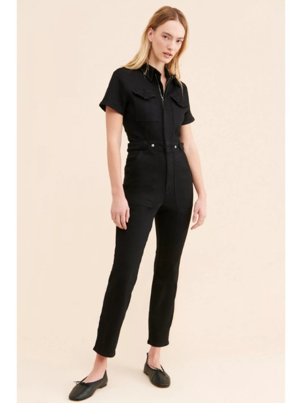 Good American Fit for Success Denim Coveralls Jumpsuit Black NWT Size XS Utility